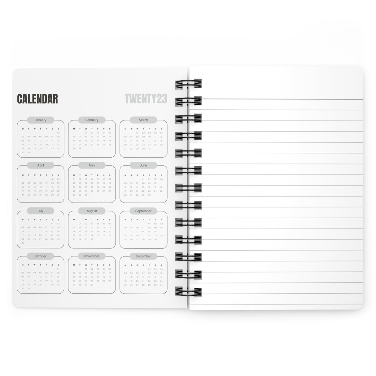 Flossy Kellie Spiral Bound Notebooks and Journals with 2023-2024 Year-at-a-Glance Calendar