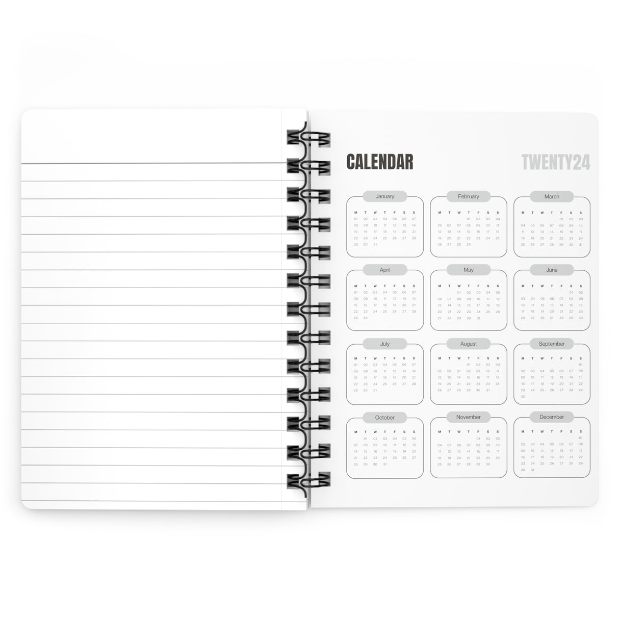 Flossy Pepper Spiral Bound Notebooks and Journals with 2023-2024 Year-at-a-Glance Calendar