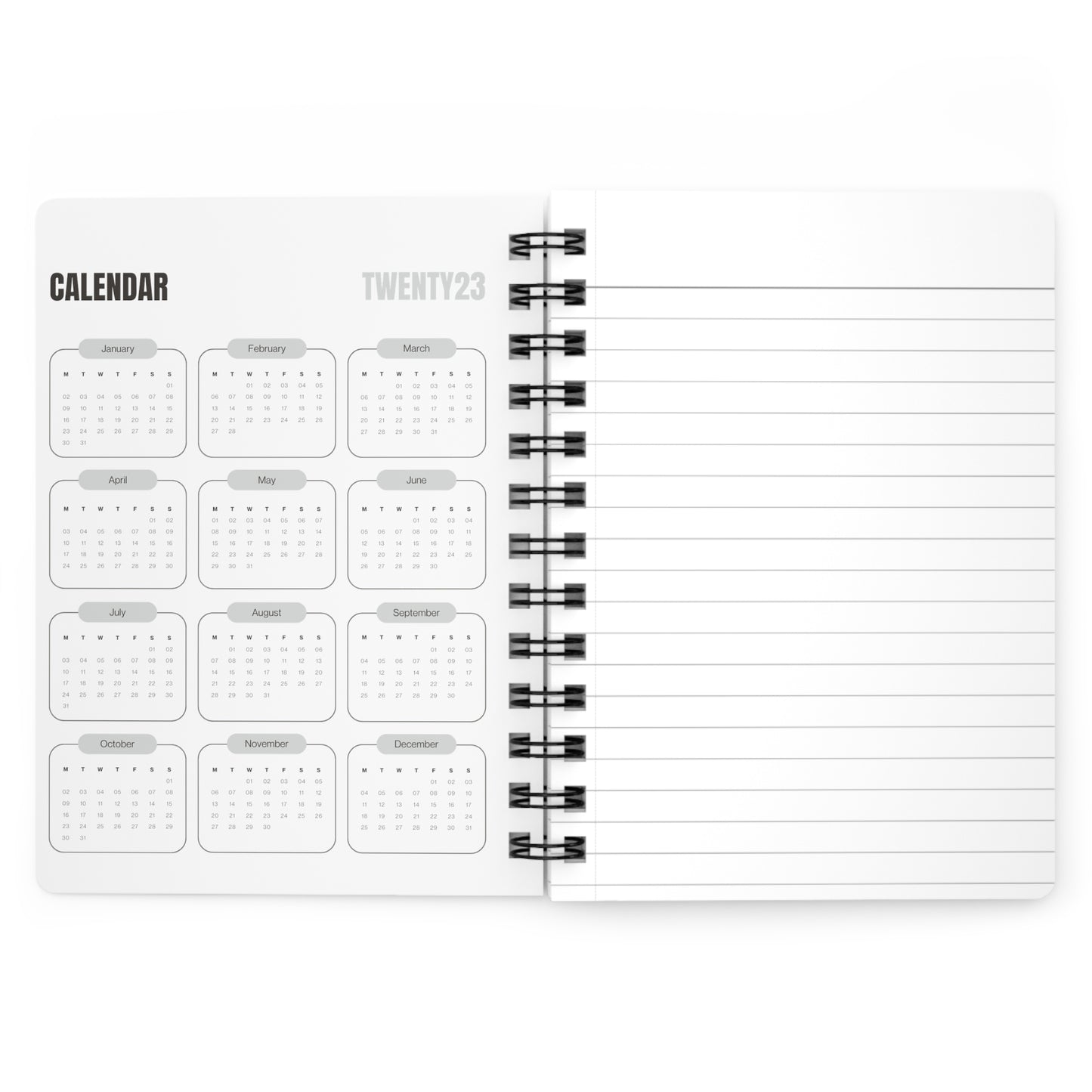 Platinum Spiral Bound Notebooks and Journals with 2023-2024 Year-at-a-Glance Calendar