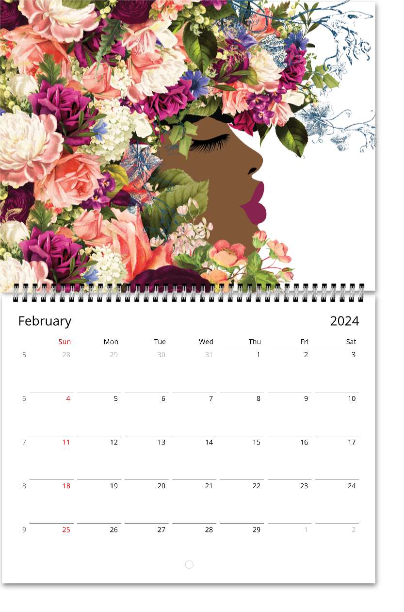 "Gigi's Floral Fantasy" - 2024 Art Wall Calendar - "8.5" x "11"