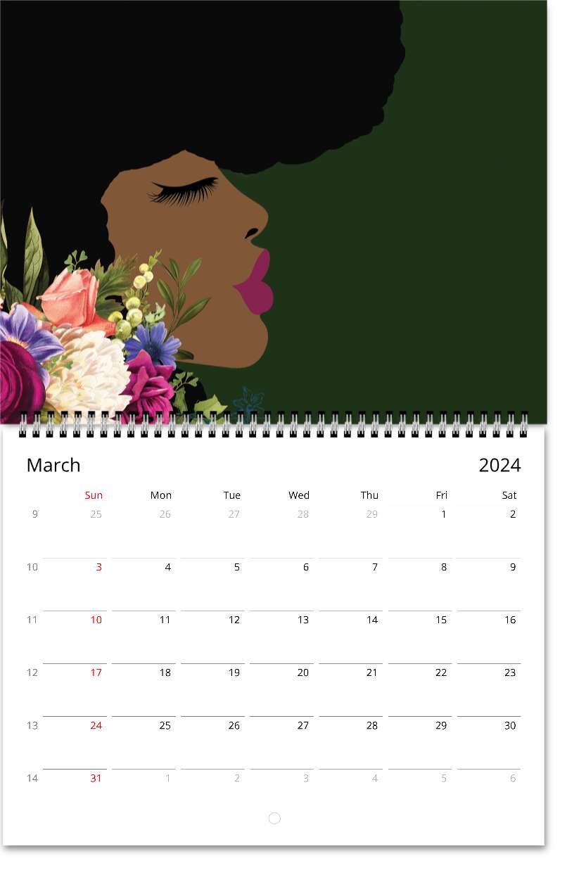 "Gigi's Floral Fantasy" - 2024 Art Wall Calendar - "8.5" x "11"
