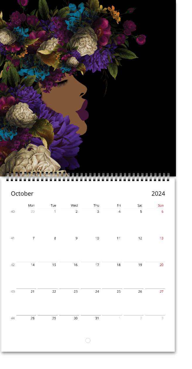 "Gigi's Floral Fantasy" - 2024 Art Wall Calendar - "8.5" x "8.5"