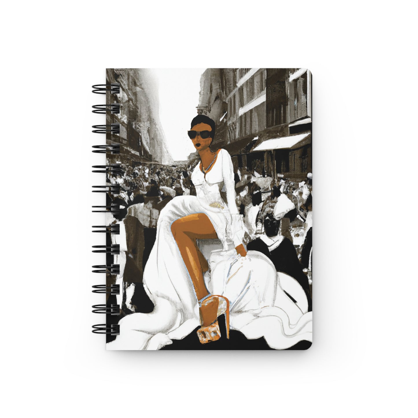Flossy Black & White Spiral Bound Notebooks and Journals with 2023-2024 Year-at-a-Glance Calendar